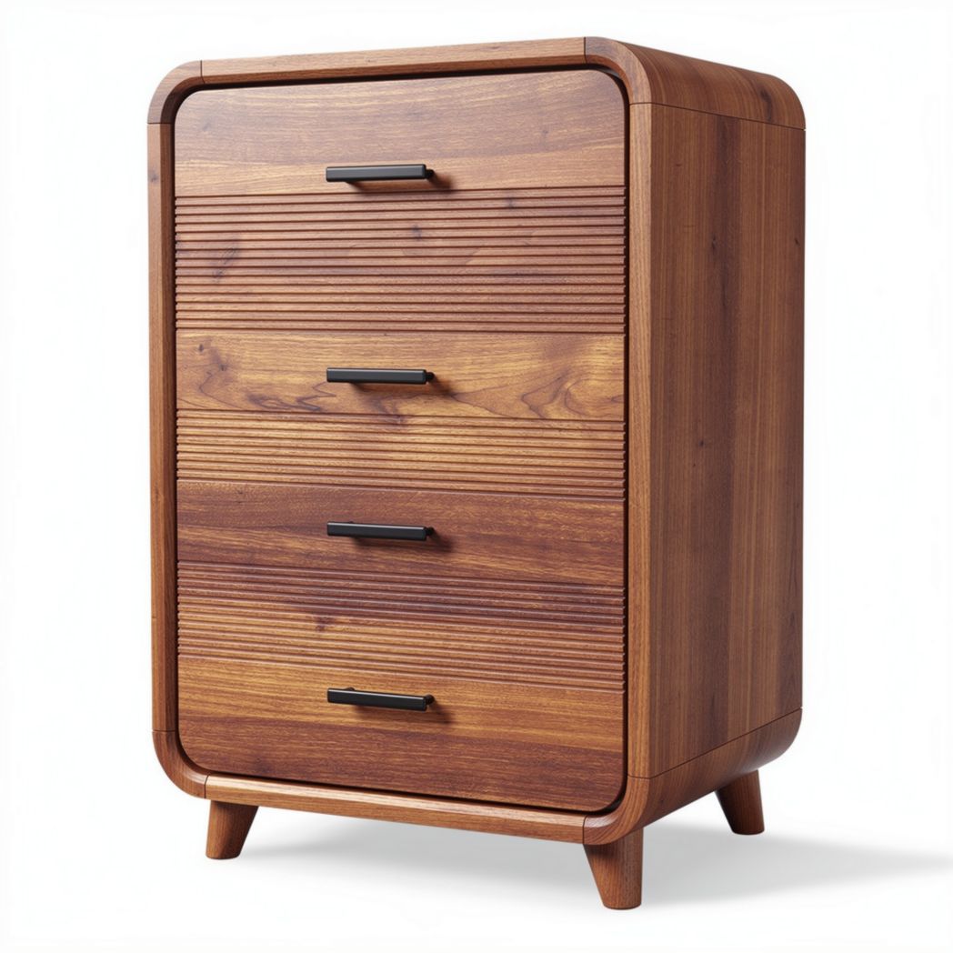 Wooden nightstand with three drawers and a modern design 60 x 40 x 80cm