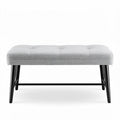 Gray upholstered ottoman bench with black metal legs 80 x 40 x 40cm