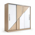 Sliding wardrobe with gray and white panels 150 x 200 x 60cm suitable for modern interiors