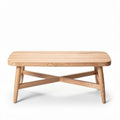 Solid wood coffee table with carved design natural finish 100 x 60 x 40cm