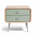 Wooden nightstand with two drawers and mint green finish 60 x 40 x 50cm