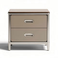 Metal bedside table with wooden top and two storage drawers 45 x 40 x 50cm
