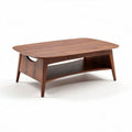 Glass top coffee table with wood base and shelf 120 x 70 x 45cm
