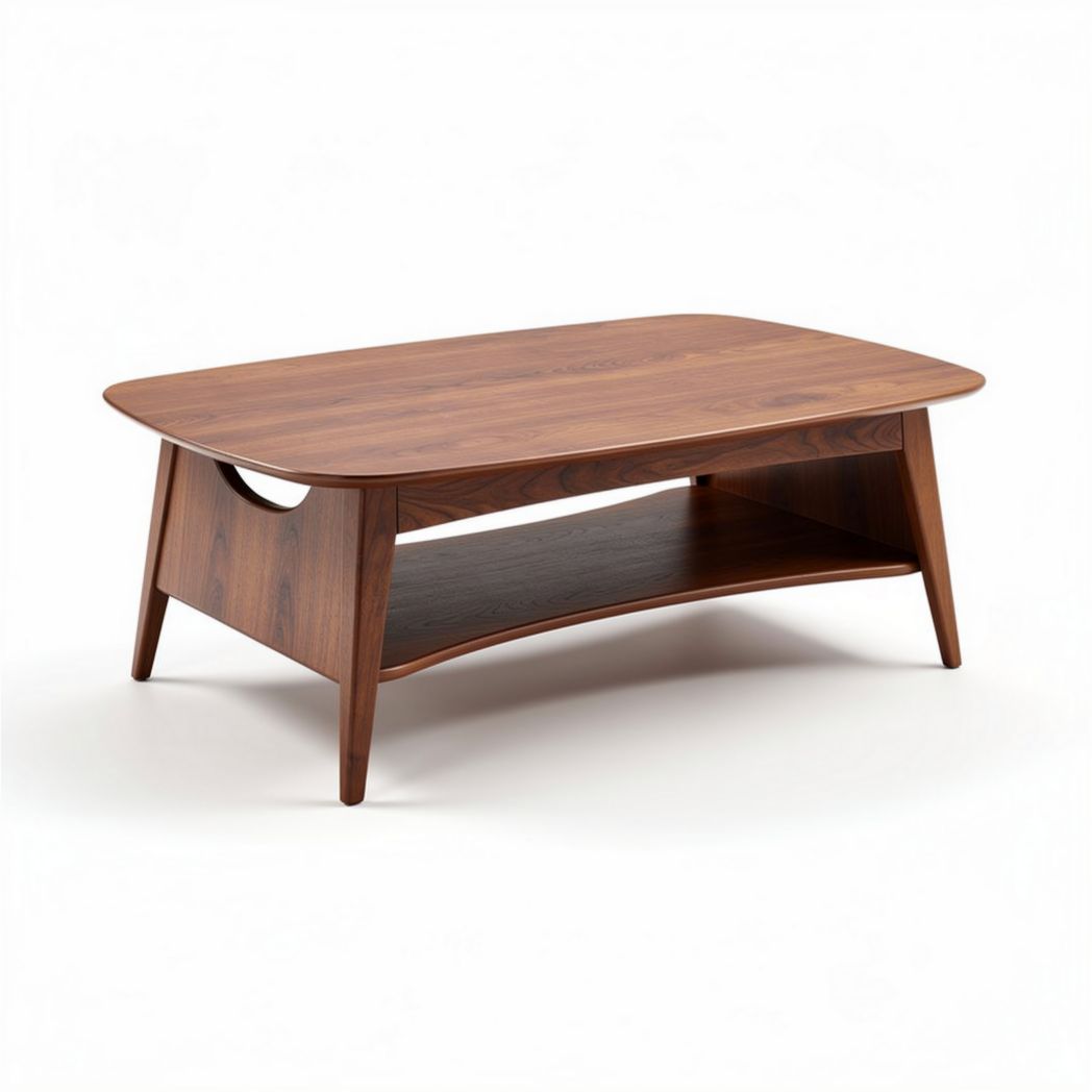 Glass top coffee table with wood base and shelf 120 x 70 x 45cm