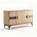 Oak sideboard with black metal accents and gold legs 120 x 40 x 75cm